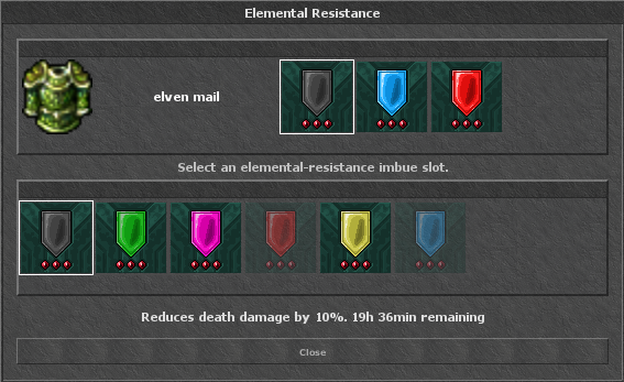 Elemental Resistance selection window